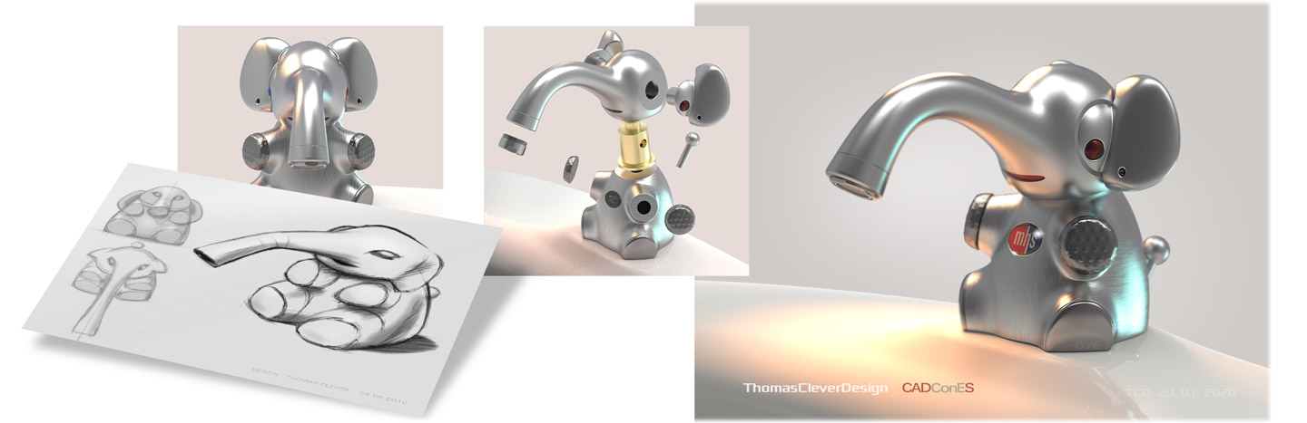 Product Design-Faucet, Kids, smal elephant